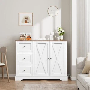 41" Farmhouse Buffet Cabinet Kitchen Storage Cabinet Buffet Sideboard w/Drawers - Picture 1 of 7