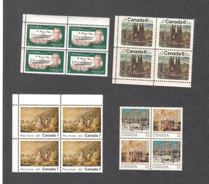 CANADA #487i+#518i+#553i+#734i LOT OF 4 MNH STAMP VARIETIES IN BLOCKS OF 4 - Picture 1 of 1