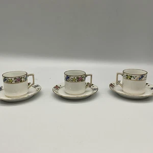 3 Vtg Hand Painted Nippon Demitasse Teacups And Saucers  - Picture 1 of 11