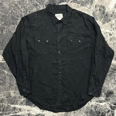 Rockmount Ranch Wear Shirt Mens XXL Black Pearl Snap Sawtooth Linen Western - Image 1 of 4