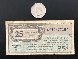1946-1947 Military Payment Certificate 25 Cents Series 461 Note - Circulated - Picture 1 of 2