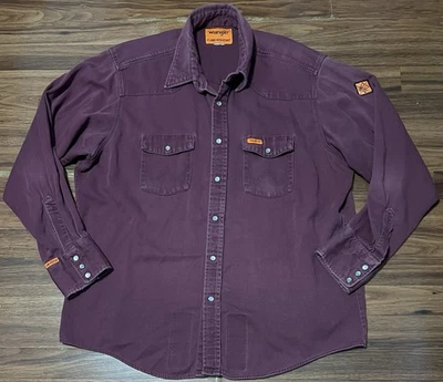 Wrangler Men's FR 2XL Maroon Pearl Snap Button Flame Resistant HRC2 - Image 1 of 4