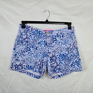 Lilly Pulitzer Women Jayne Calla Lilly Pink High Tides Good Vibes Knit Shorts 10 - Picture 1 of 9
