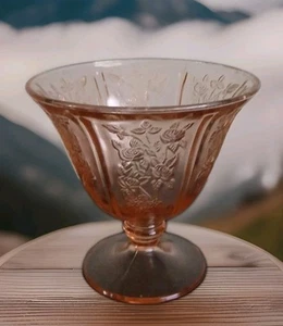 Pink Depression Footed Candy Dish Bottom Sharon Cabbage Rose Federal Glass 1930 - Picture 1 of 7