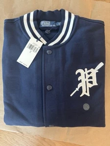 Polo Ralph Lauren Men's Fleece Graphic Baseball Jacket in Navy Size L - Picture 1 of 20