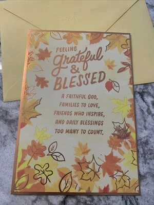 HALLMARK HEARTLINE THANKSGIVING Thankful For You, Grateful & Blessed 5”x7” Hallmark Greeting Card