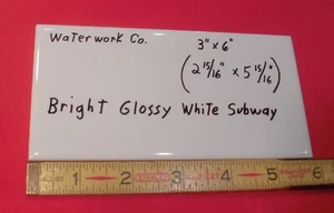 1 pc. *White* Subway Glossy Ceramic Tile 3" X 6" X 1/4" by Waterworks Co.  NEW - Picture 1 of 12