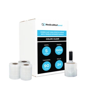 5" x 1000' 90 GA Extended Core Stretch Wrap 24 Rls mit 1 schwarzen Spinngriff/CS - Bild 1 von 6