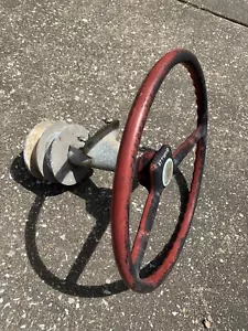Vtg Antique Wooden Boat Steering Wheel Chris Craft Lyman Runabout Wood Dunphy - Picture 1 of 9