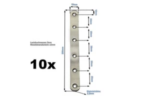 10x Edelstahl I-Verbinder 200x19mm Flachverbinder Lochplatte Platte Beschlag SET - Bild 1 von 1