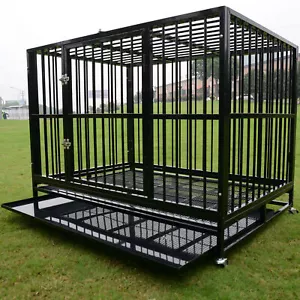 Strong Iron Tube Dog Cage with Portable Tray Pet Playpen Crate Kennel In/Outdoor - Picture 1 of 15