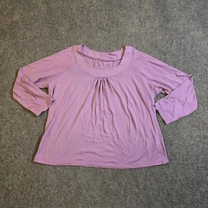 Talbots Top Damen 1X Lila Pima Baumwolle Langarm Rundhals Freizeit Lagenlook - Bild 1 von 9