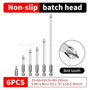 6pcs Non-Slip Magnetic Cross Head Screwdriver Bit Set - High Hardness Dril - Picture 1 of 6
