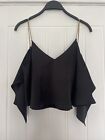 Ladies Topshop Black Silky Cropped Top Chain Straps Uk 12