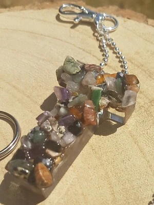 Alphabet mixed crytal and resin keyrings - Image 1 of 4