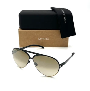 MYKITA & BERNHARD WILLHELM SEPP Sonnenbrille schwarz gold/braun silber verspiegelt 63 mm - Bild 1 von 4