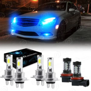For Mercedes Benz C300 C350 2008-2010 LED Headlights Hi-Lo+Fog Light Blue Bulbs - Picture 1 of 11