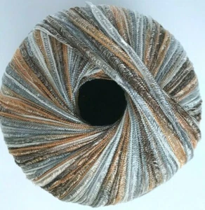 Laines Du Nord EROS #13 Gold Silver Brown Skinny Ribbon Yarn Skein Poly/Viscose - Picture 1 of 3