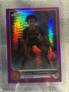 2022-23 Topps Chrome OTE Overtime Elite #82 Ausar Thompson (RC) prisma rosa/150 - Imagen 1 de 2