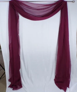 Vintage Window Scarf Panel 216" x 58" Classic Burgundy Polyester Sheer  D22 - Picture 1 of 6