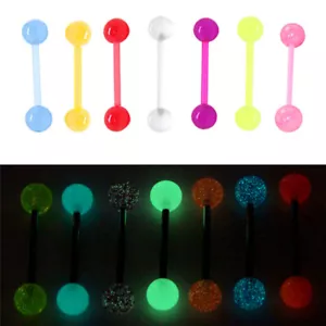 7X Glow in Dark Zungenpiercing Brustpiercing Bioflex Barbell Hantel Acryl Kugel - Bild 1 von 7