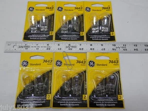 (12) New GE 7443 Miniature Lamp Bulb 25w/5w Wedge Base 12 volt T7 12v  - Picture 1 of 7