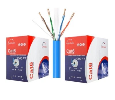 2-Pack - CAT6 1000FT Blue UTP Ethernet Cable 23AWG Network Solid Bulk Wire - Image 1 of 4