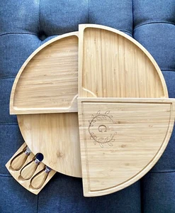 Picnic at Ascot's Swivel Tiered Charcuterie Cheese Serving Platter W/CuttingTool - Picture 1 of 5