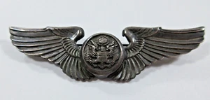 WWII Army Air Corps Wings Enlisted Crewmember Sterling Original 3" Pinback 1940s - Picture 1 of 8