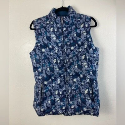 Abrigo Chaleco Plumón de Ganso Eddie Bauer Mujer Talla Mediana Azul Floral Acolchado Foto 1 de 4