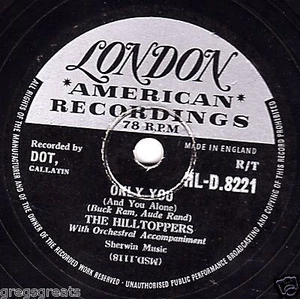 Klassisch UK 1956 No.3 Doo-Wop Die Hilltoppers 78 Nur Du London Hld 8221 E - Picture 1 of 1