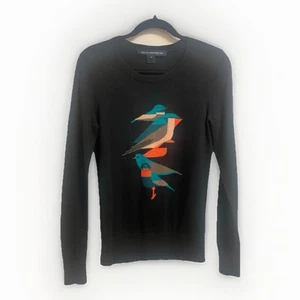 French Connection Pullover Damen klein schwarz Pulli Aztekenstil Vögel - Bild 1 von 6