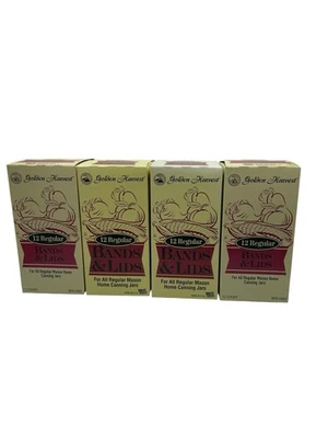 Golden Harvest ~ Bandas y tapas de enlatado para frascos de tamaño regular ~ Paquete de 48  Foto 1 de 4