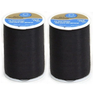 2 Spools Coats & Clark Dual Duty All-Purpose Thread 400 Yds Black Color - Picture 1 of 1