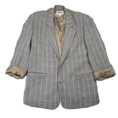 Blazer De Colección Forenza Lana Para Hombres S Gris Ventana Un Botón Años 80 Antiguo Dinero Academia Foto 1 de 4