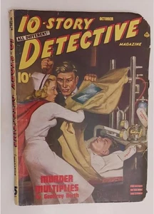 10 STORY DETECTIVE PULP OCT 1945 EMIL PETAJA HANNES BOK GEOFFREY NORTH NURSE COV - Foto 1 di 6