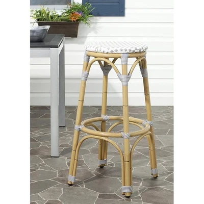 Juego de 2 taburetes de bar de aluminio para exteriores PE sillas de comedor de mimbre muebles de patio nuevos Foto 1 de 4