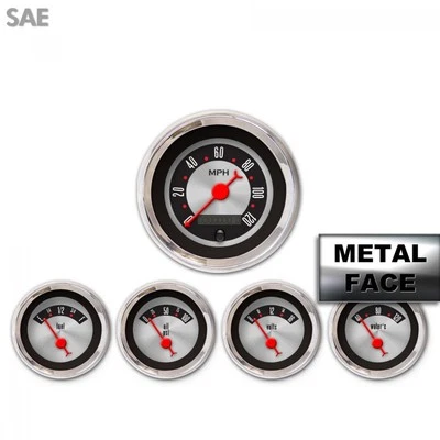 Juego de 5 Ga. - SAE Amer Retro Rod II, Aguja Clásica Roja, Cromo Trm Anillo Estilo Kit Hágalo Usted Mismo  Foto 1 de 2