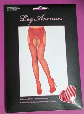Rhinestone Fishnet Suspender Hose Pantyhose Leg Avenue - Image 1 of 4