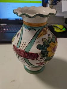Keramik Vase glasiert Blumenmuster 20 cm hoch Handmade - Bild 1 von 2