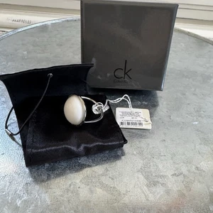 Calvin Klein Silver Ring With White Stone Size 8.5 NIB - Picture 1 of 3