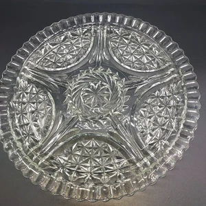 Anchor Hocking Stars & Bars 12" Redondo 5 Piezas Bandeja Relish Cristal Vidrio Prensado - Imagen 1 de 9