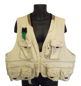 Columbia PFG Khaki Multipocket Fishing vest  with back zip pocket XXL - Picture 1 of 6