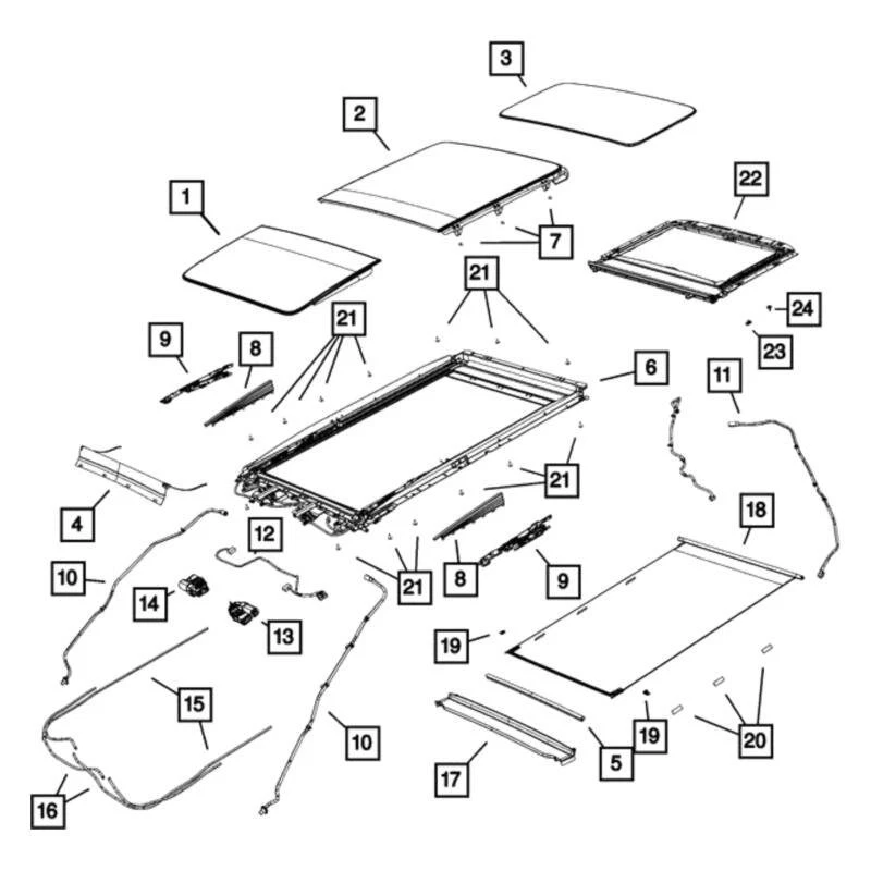 For Chrysler Pacifica 2017-2024 Mopar 68274065AB Sunroof Glass - Imagem 1 de 1