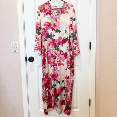 Maxi Vestido Natori Mujer Satén Kimono Manga Caftán Talla Grande Resort Wear Salón Foto 1 de 4