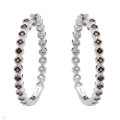 Lovely 3.35ctw Genuine Topaz Hoop Earrings in 925 Sterling Silver  - Image 1 of 2