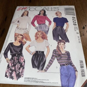 Vintage McCalls Pattern 6228 Tops Knit 5 Views Long Short Sleeve Size 8 10 12 - Picture 1 of 2