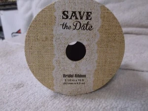 Save The Date 2.5-in x 15-ft Ribbon-Silver Glitter NEW - Picture 1 of 2