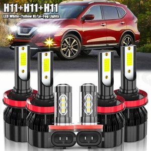 For Nissan Rogue 2014-2020 LED White+Yellow Hi&Lo Beam+Fog Light Bulbs combo kit - Foto 1 di 20