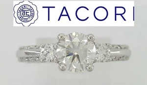 TACORI Classic Crescent Platinum 3-Stone Engagement Ring 1.29 ct Rtl $11,500 GIA - Picture 1 of 12